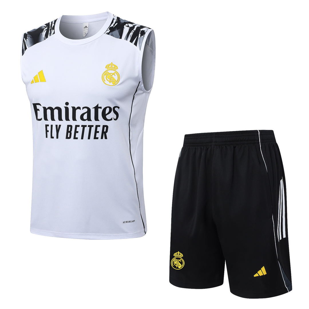 Kit Regata Real Madrid 25/26 - Branco/Preto/Amarelo
