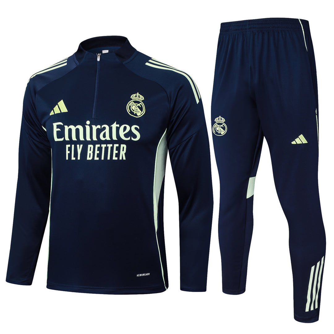 Conjunto Treino Real Madrid 25/26 - Azul Marinho/Verde Claro