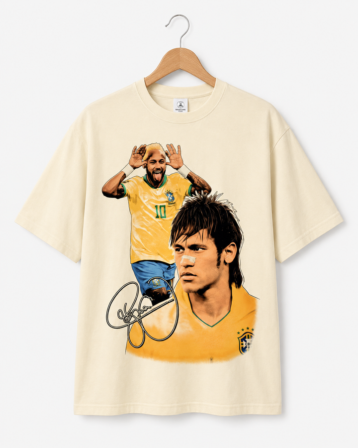 Camiseta Neymar Brasil 10 Vintage Oversized Masculina - Branca
