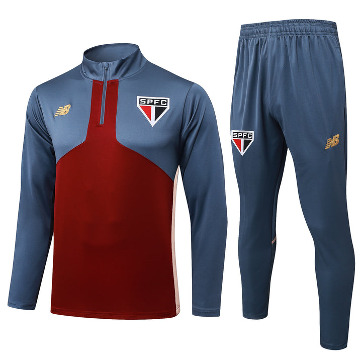 Conjunto Treino São Paulo 25/26 - Cinza/Vermelho Escuro