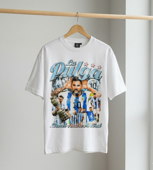 Camiseta Messi La Pulga Argentina Masculina - Branca