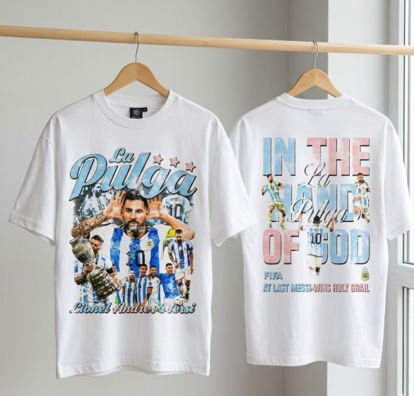 Camiseta Messi La Pulga Argentina Masculina - Branca