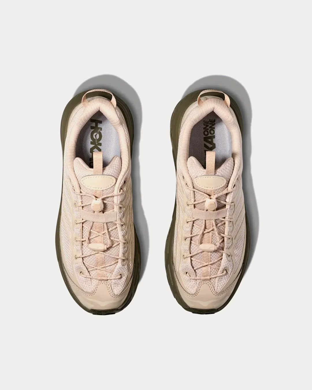 Hoka Mafate Three2 - Bege Claro/Verde Oliva Escuro