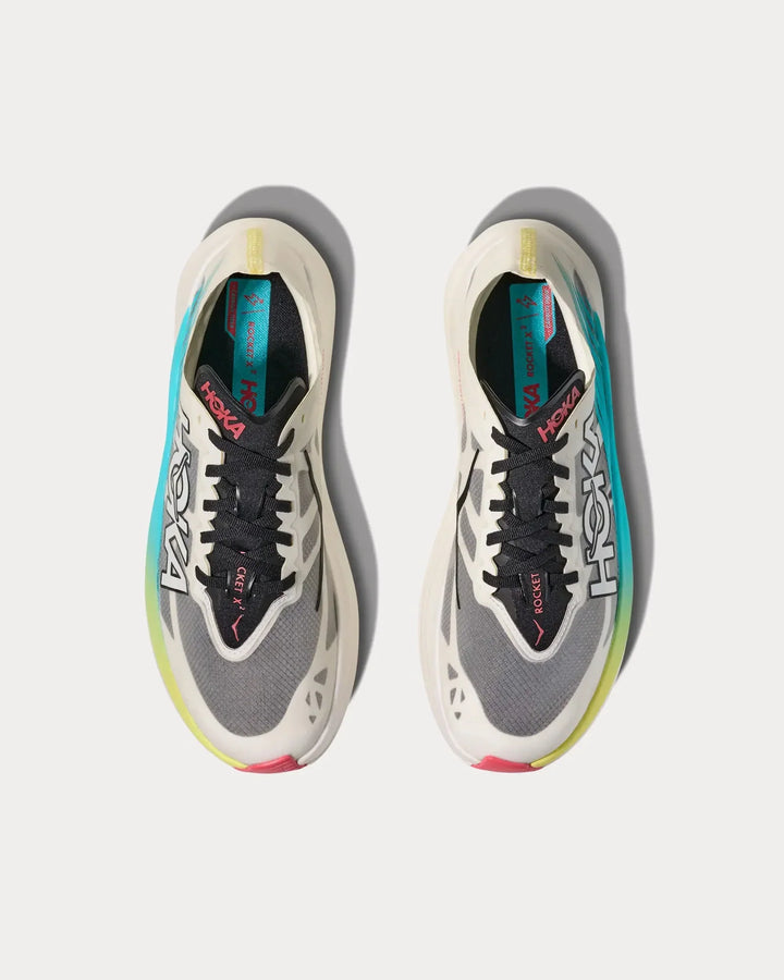 Hoka Rocket X 2 - Cinza Médio/Azul Turquesa/Amarelo