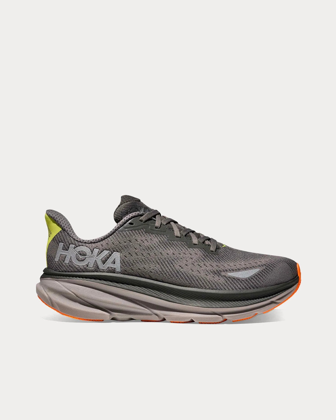 Hoka Clifton 9 GTX - Mescla Cinza/Amarelo Limão/Laranja