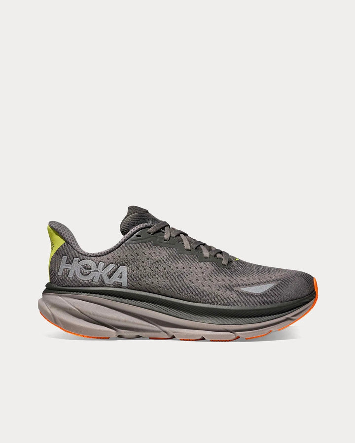Hoka Clifton 9 GTX - Mescla Cinza/Amarelo Limão/Laranja