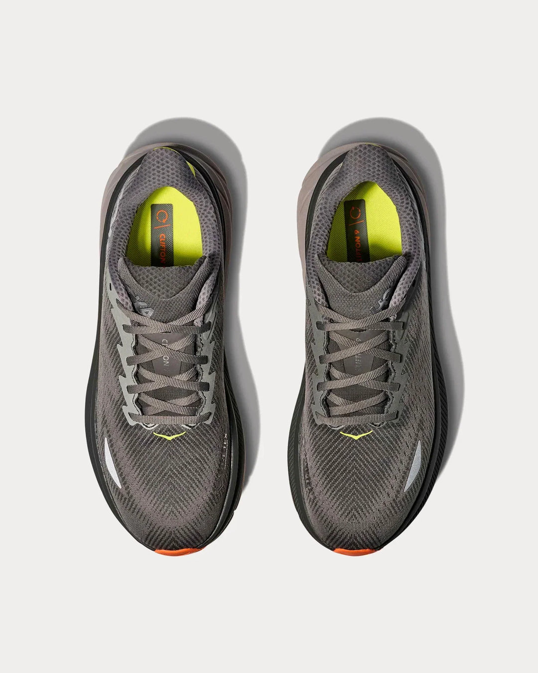 Hoka Clifton 9 GTX - Mescla Cinza/Amarelo Limão/Laranja