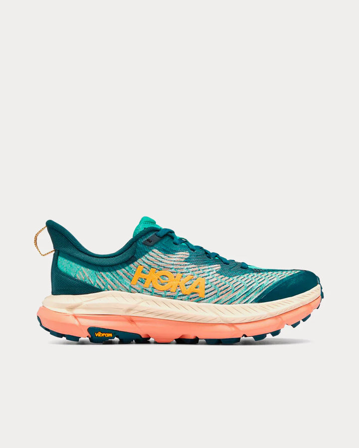 Hoka Mafate Speed 4 - Verde Petróleo/Bege Claro/Rosa Pêssego
