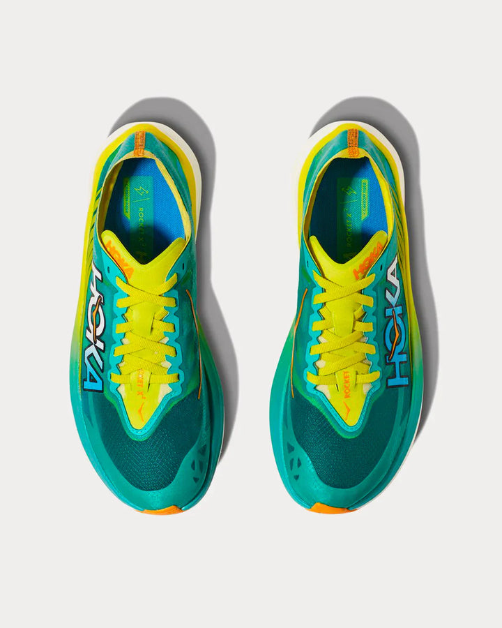 Hoka Rocket X 2 - Verde Turquesa/Amarelo Neon