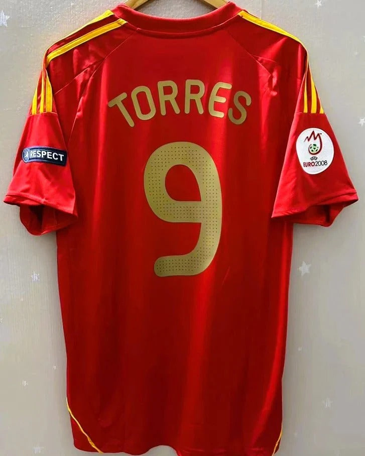 Camisa Retrô Espanha 2008/09 Home - TORRES #9 (+Patches)