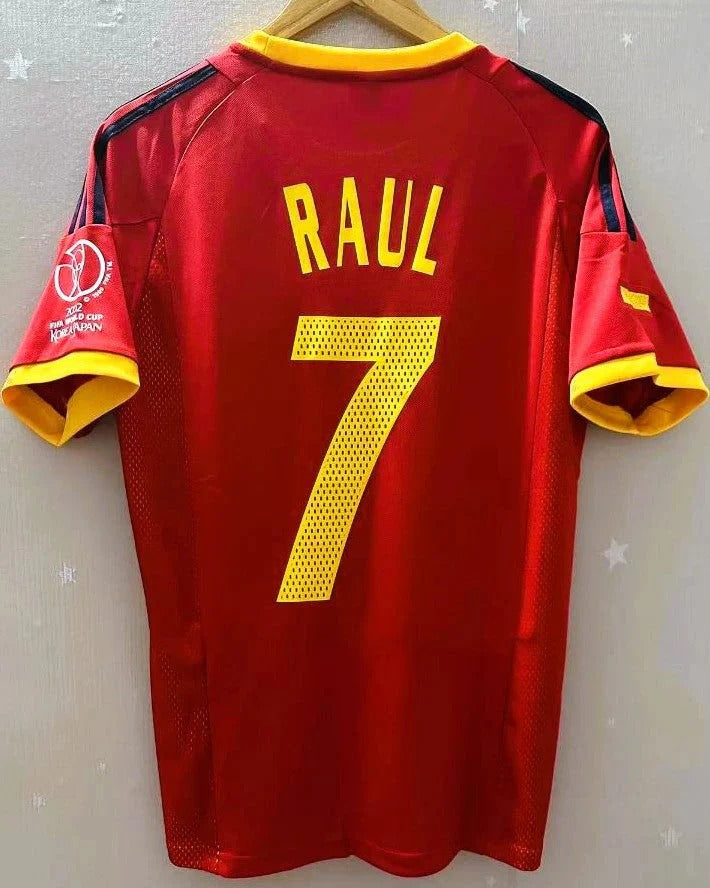 Camisa Retrô Espanha 2002/03 Home - RAUL #7 (+Patches)