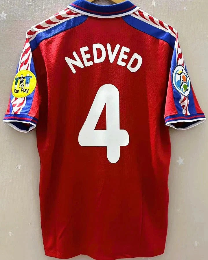 Camisa Retrô República Tcheca 1996/97 Home - NEDVED #4 (+Patches)