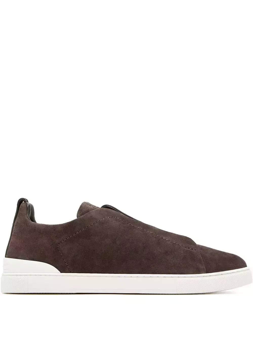 Tênis Zegna Triple Stitch Suede – Dark Marrom