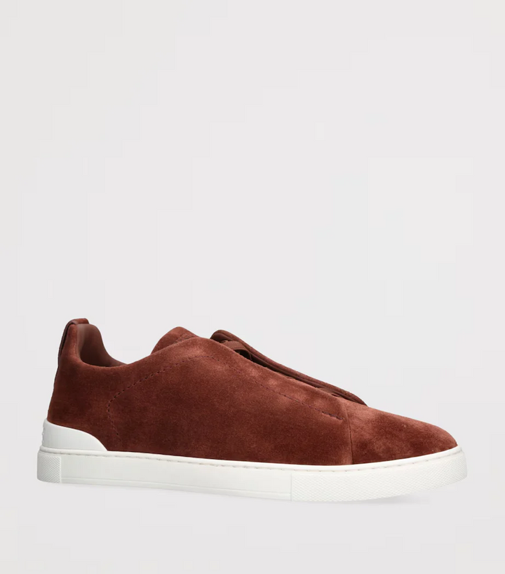 Tênis Zegna Triple Stitch Rust Marrom Suede