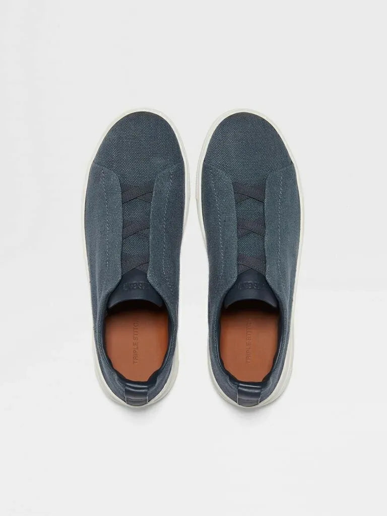 Tênis Zegna Triple Stitch Canvas – Azul