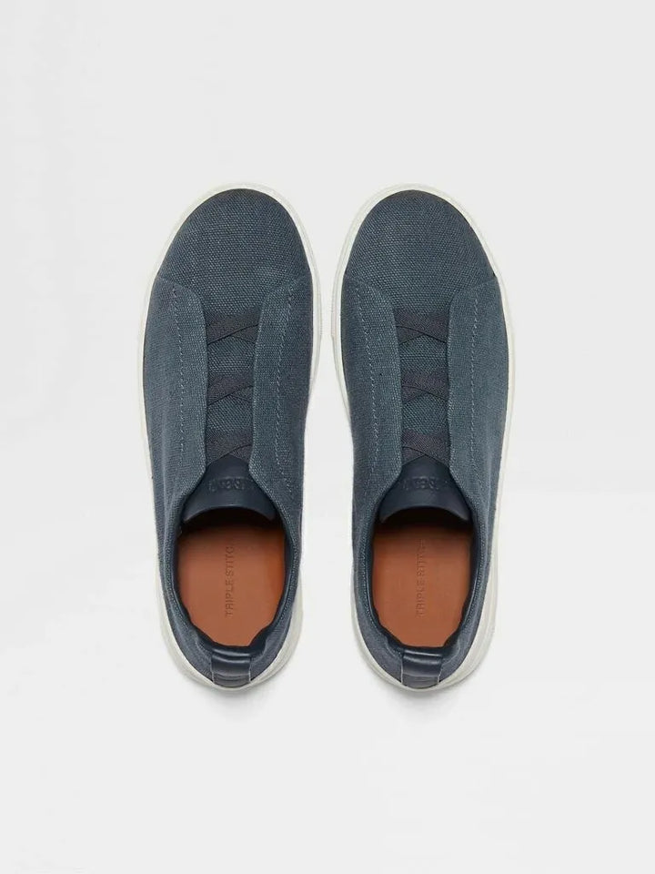 Tênis Zegna Triple Stitch Canvas – Azul