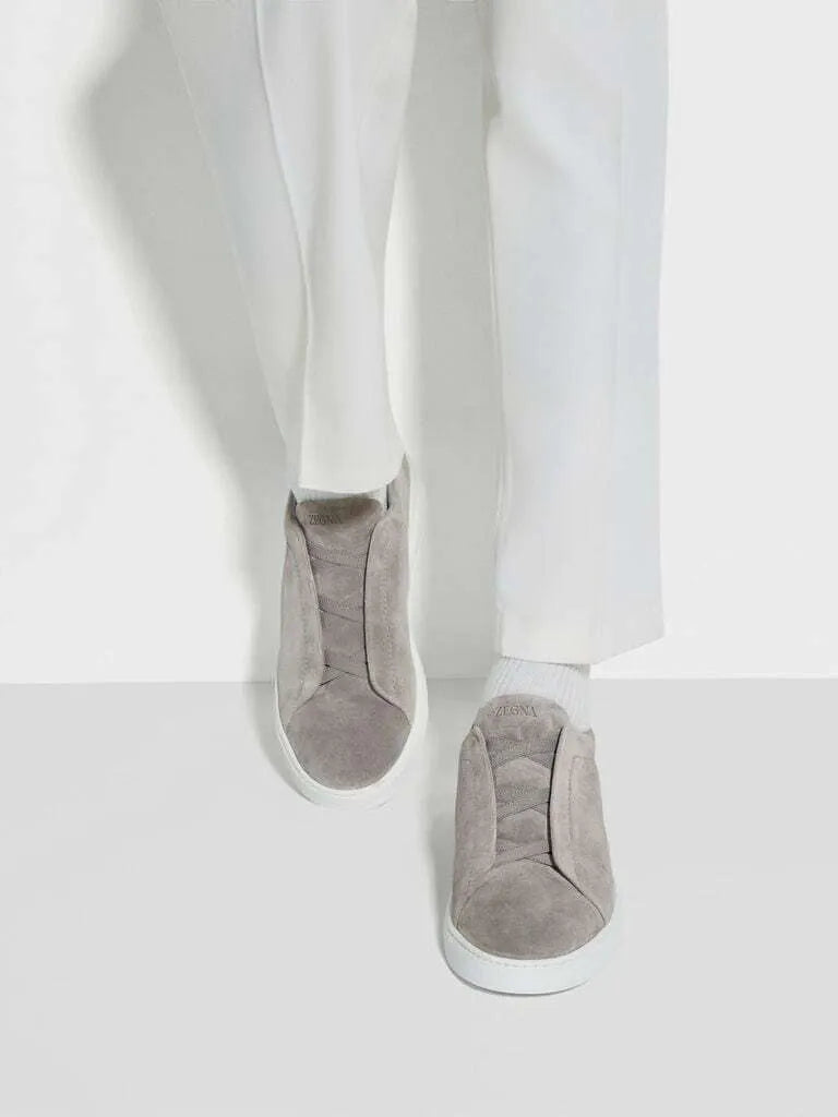 Tênis Zegna Triple Stitch Cinza Suede