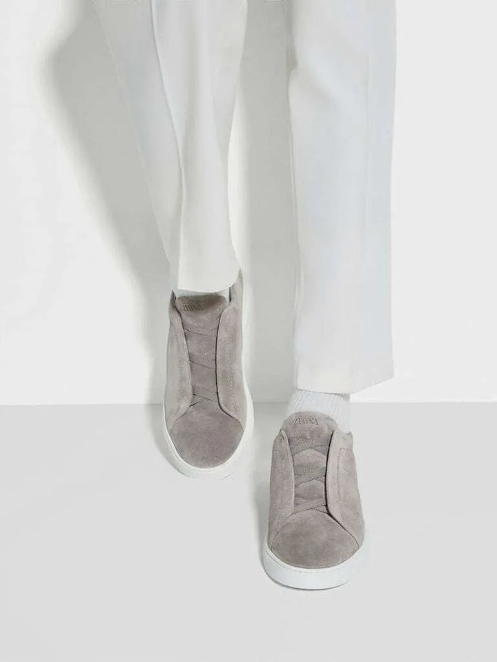 Tênis Zegna Triple Stitch Cinza Suede
