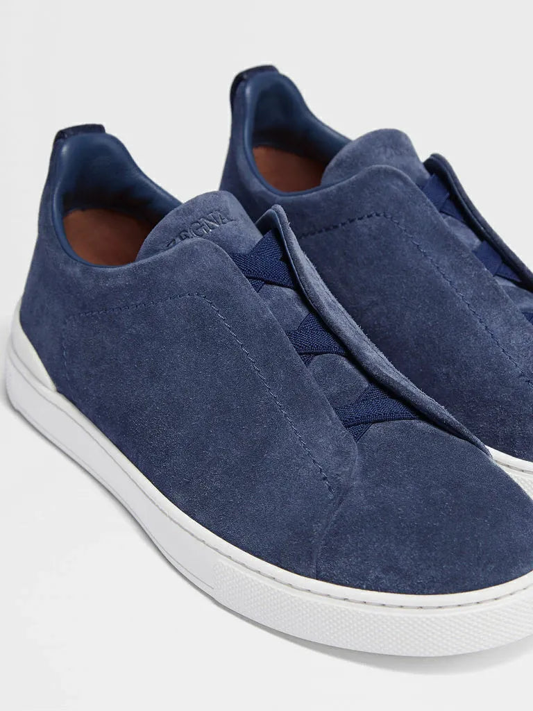 Tênis Zegna Triple Stitch Azul Marinho Suede