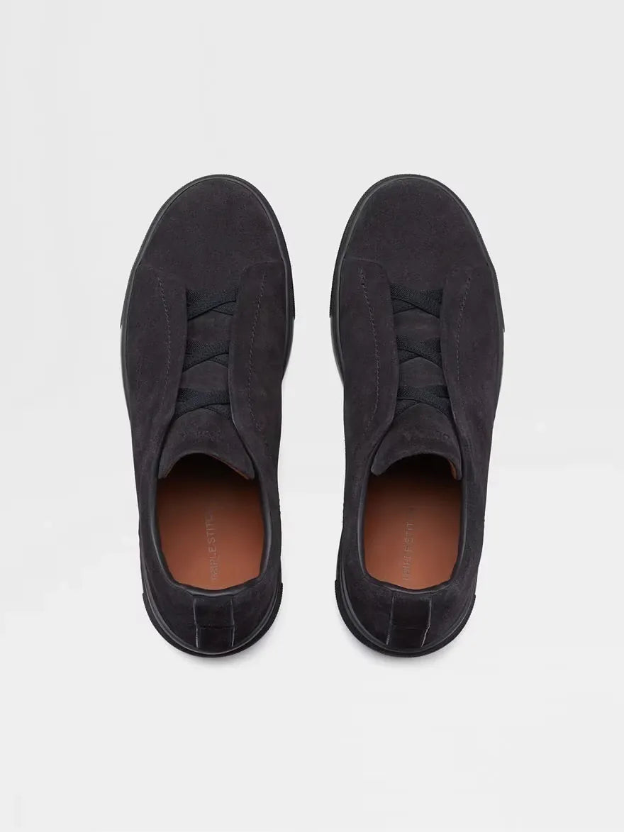 Tênis Zegna Triple Stitch Preto Suede