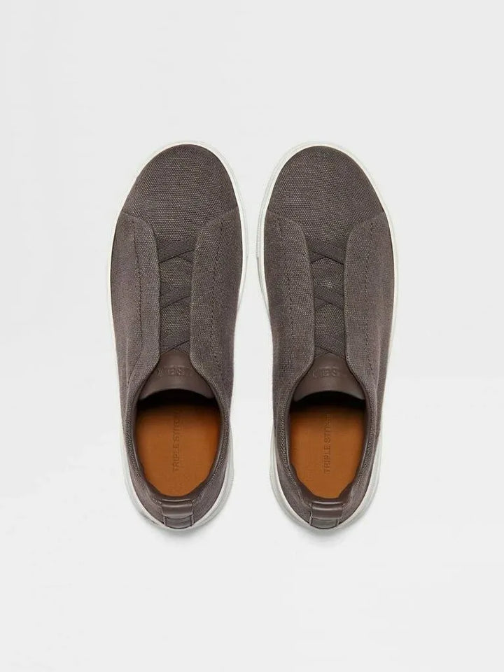 Tênis Zegna Triple Stitch Marrom Canvas