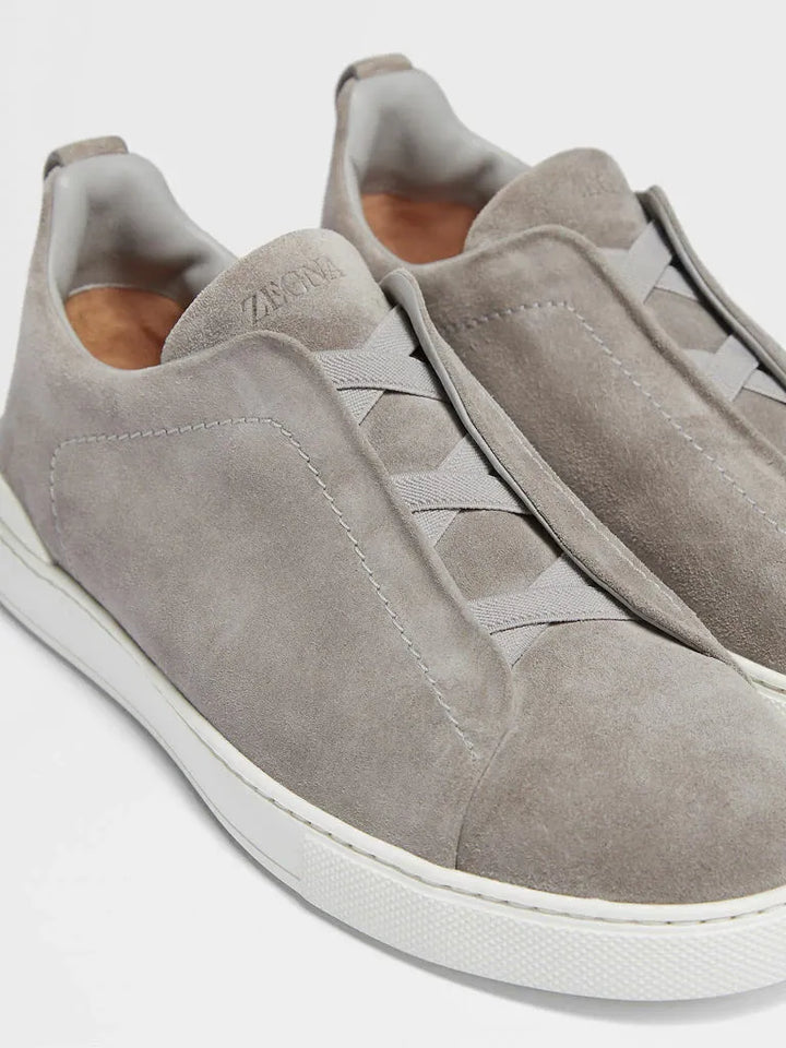 Tênis Zegna Triple Stitch Cinza Suede