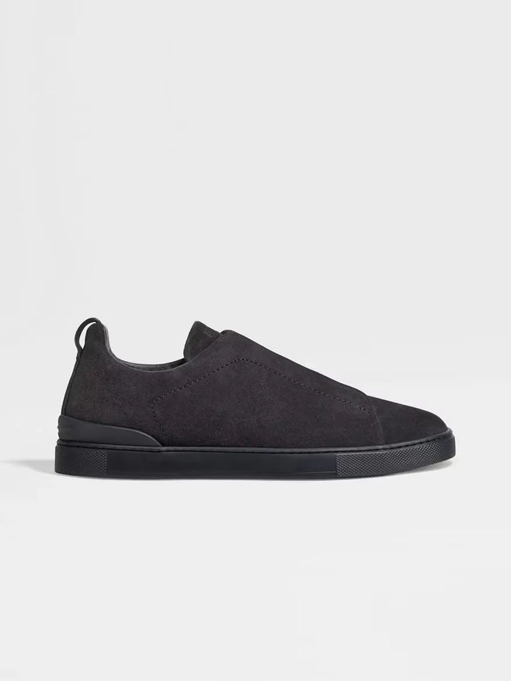 Tênis Zegna Triple Stitch Preto Suede