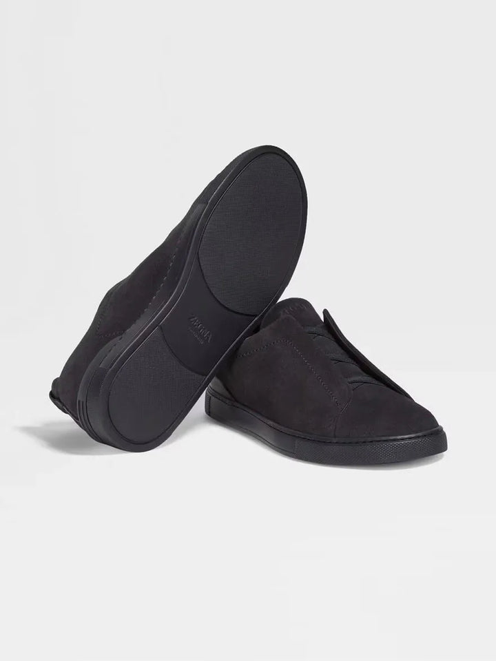Tênis Zegna Triple Stitch Preto Suede