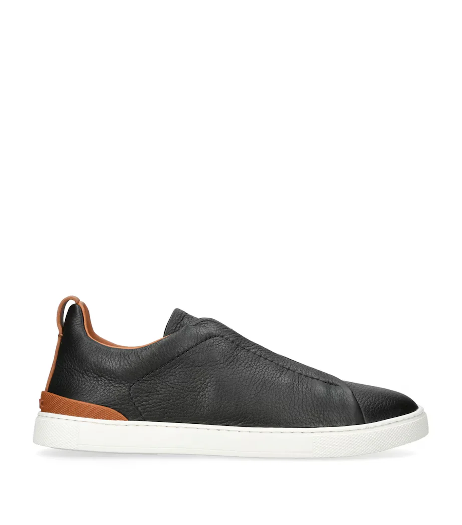 Tênis Zegna Triple Stitch Leather Preto