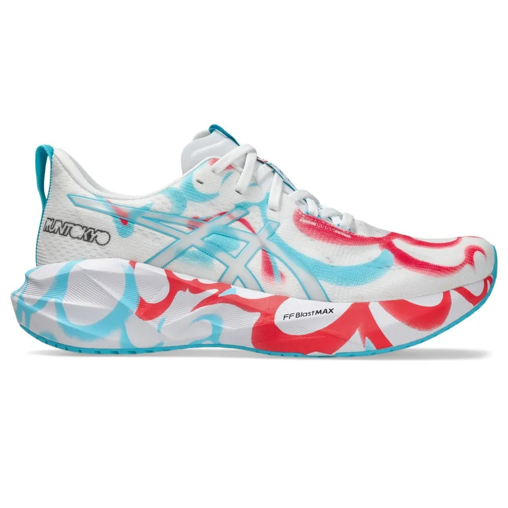ASICS Novablast 5 – Branco/Azul/Vermelho