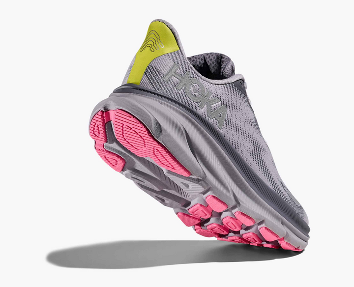 Hoka Clifton 9 GORE TEX - Mescla Cinza/Amarelo Limão/Rosa