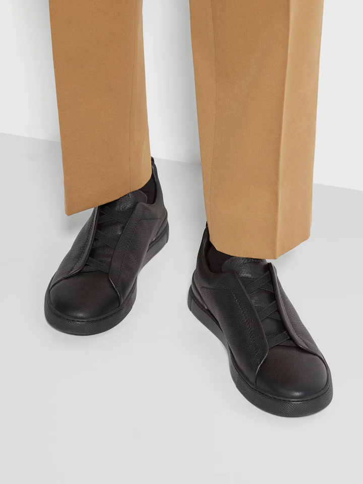 Tênis Zegna Triple Stitch Preto Leather