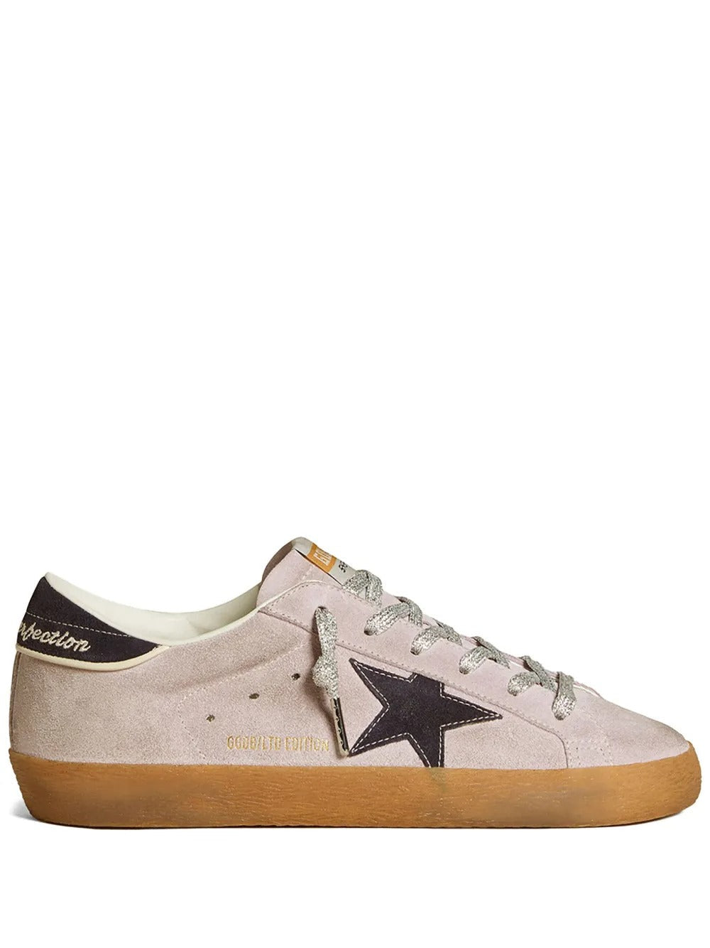 Golden Goose Super-Star – Camurça Bege/Estrela Preta/Solado de Goma