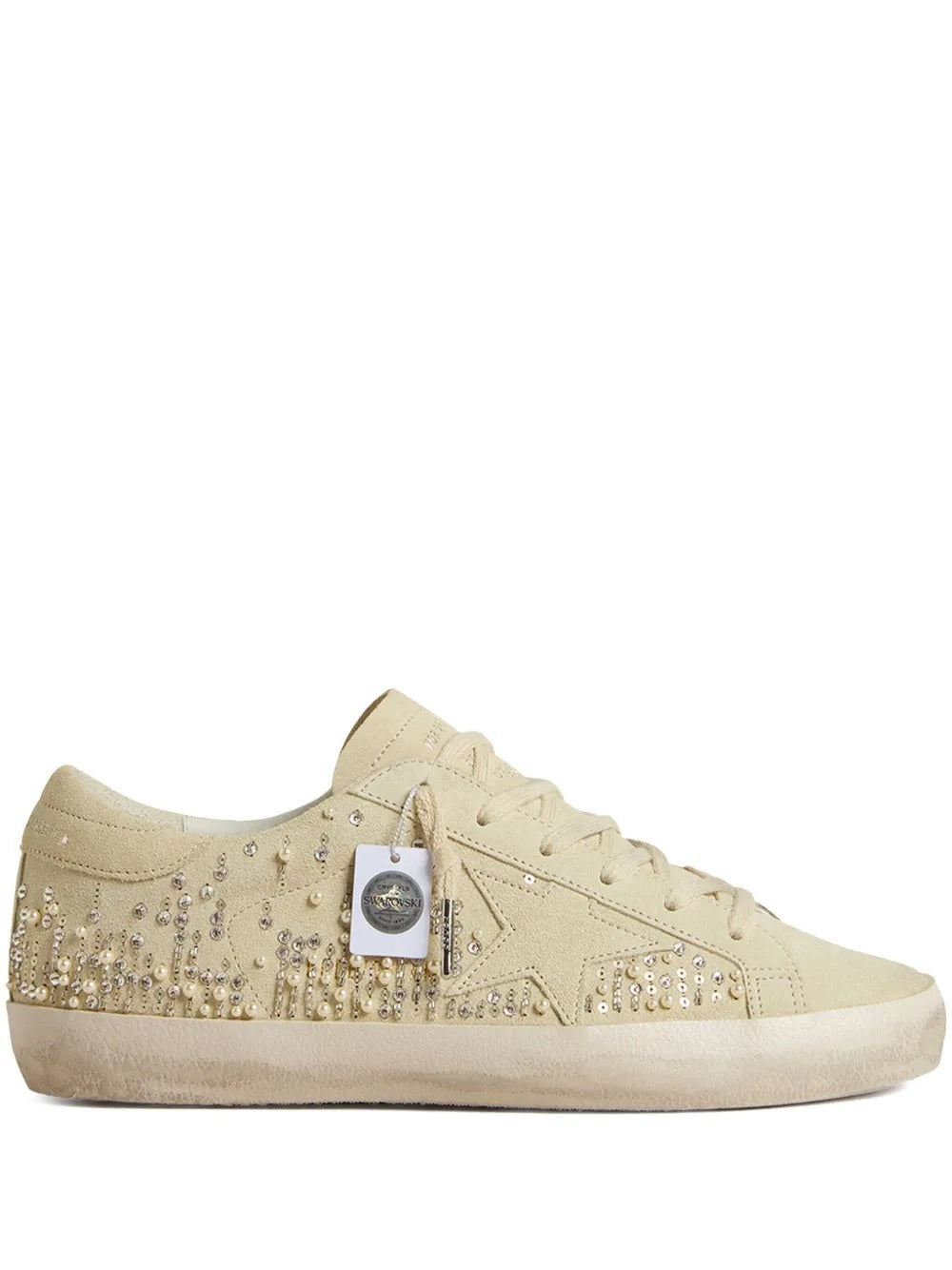 Golden Goose Super-Star – Camurça Bege com Swarovski