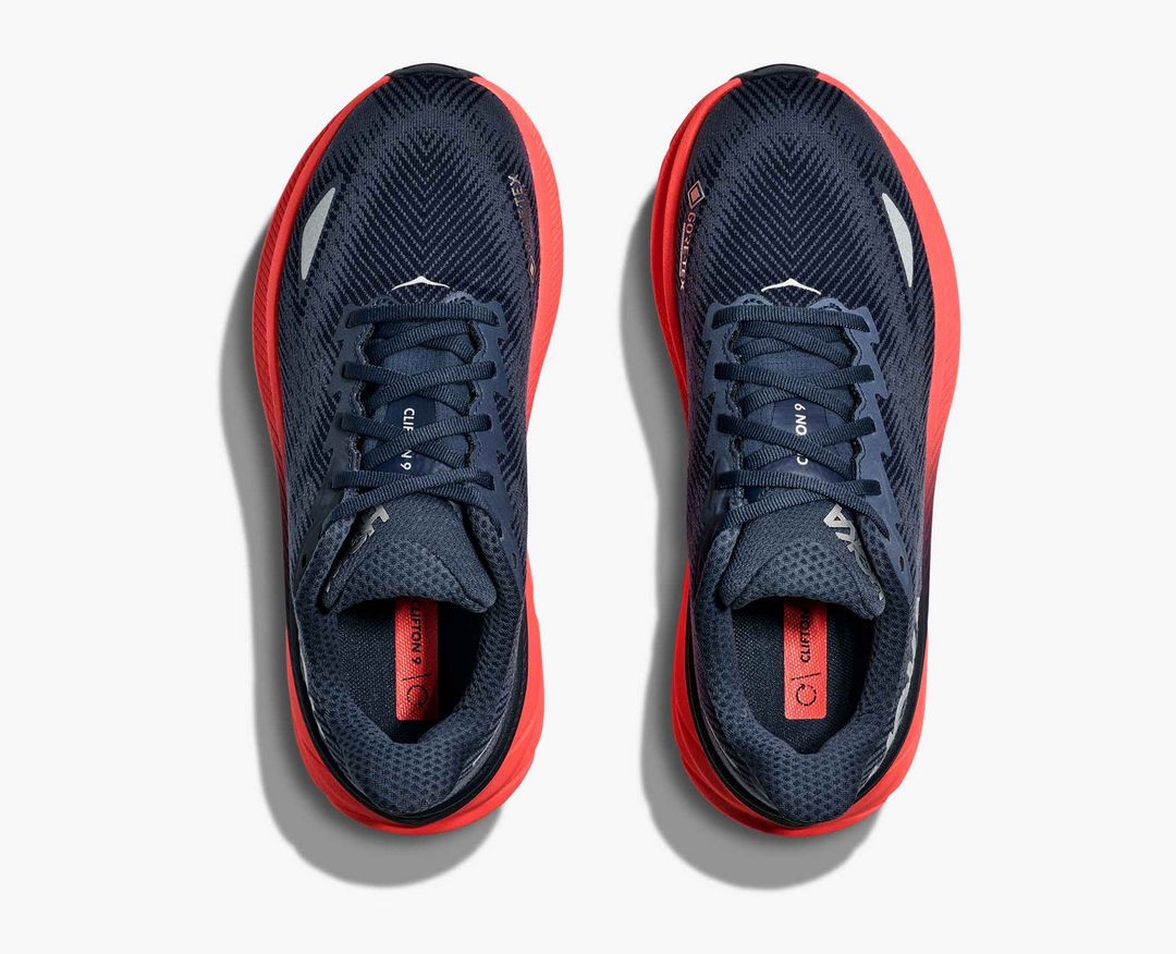 Hoka Clifton 9 GORE TEX - Azul Marinho/Laranja Avermelhado