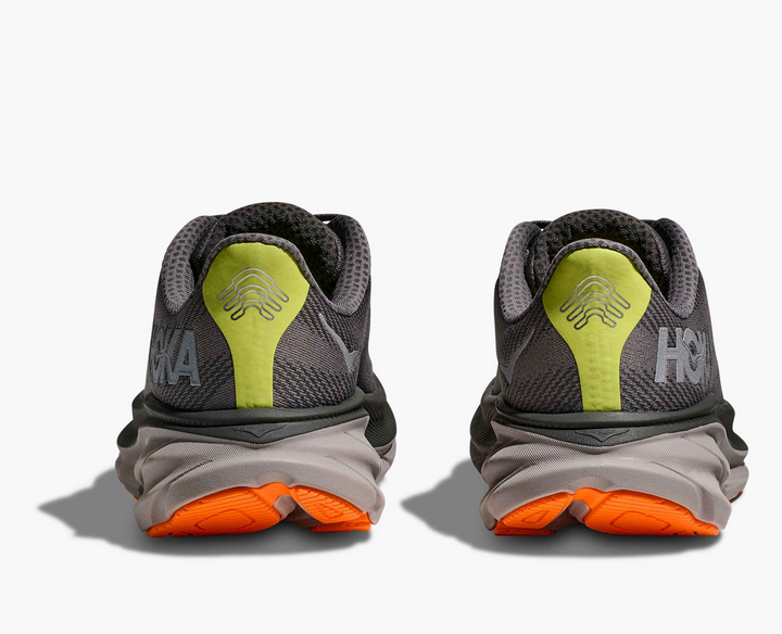 Hoka Clifton 9 GORE TEX - Mescla Cinza/Amarelo Limão/Laranja