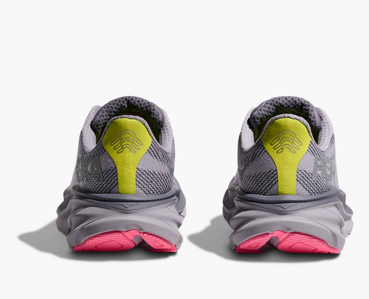 Hoka Clifton 9 GORE TEX - Mescla Cinza/Amarelo Limão/Rosa
