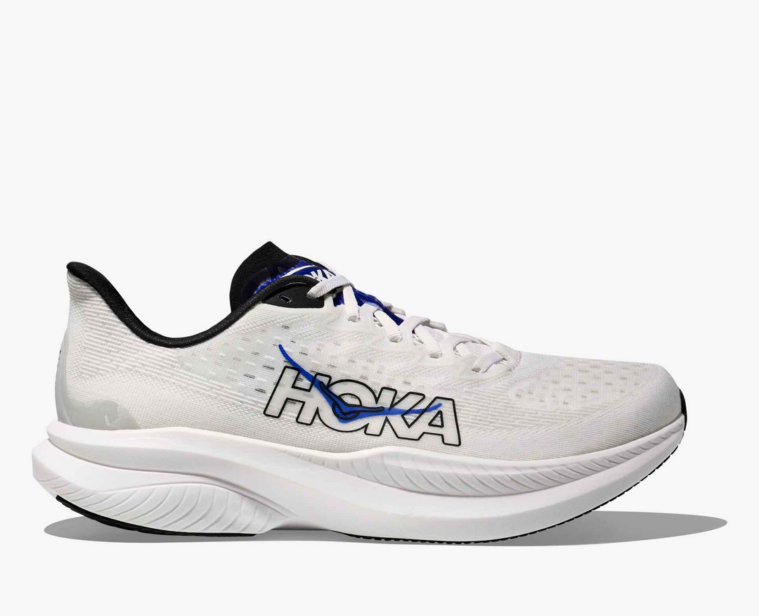 Hoka Mach 6 – Branco/Azul Escuro