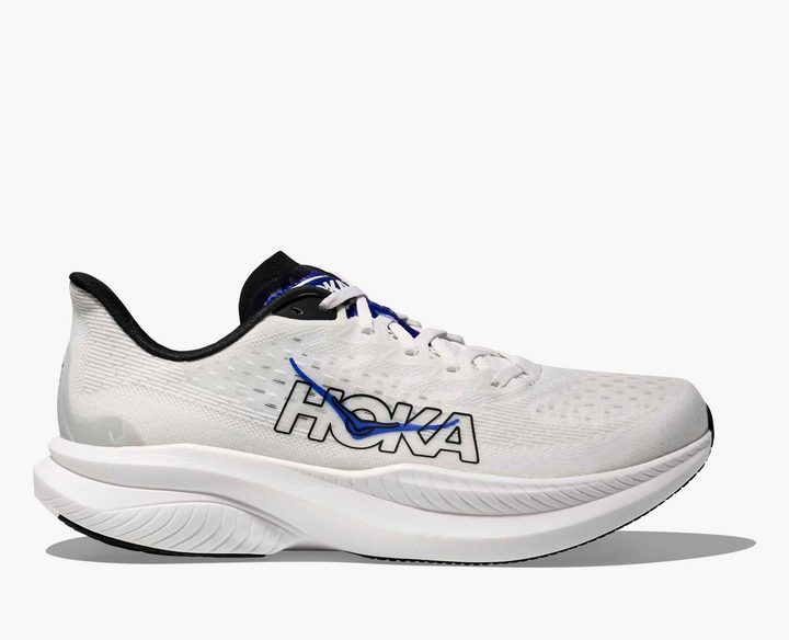 Hoka Mach 6 – Branco/Azul Escuro