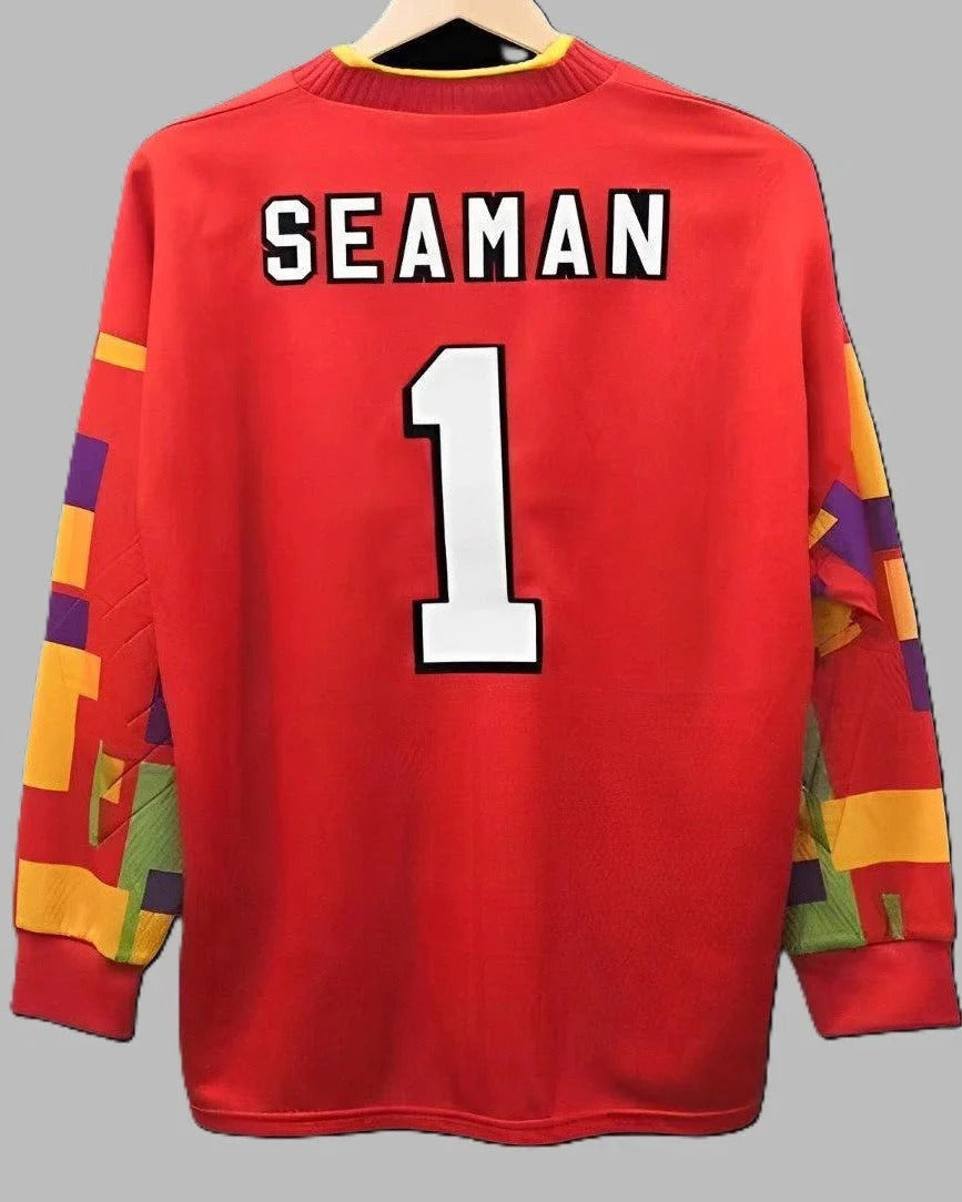 Camisa Retrô Inglaterra 1996/97 Away Goleiro - SEAMAN #1 (Manga Longa)