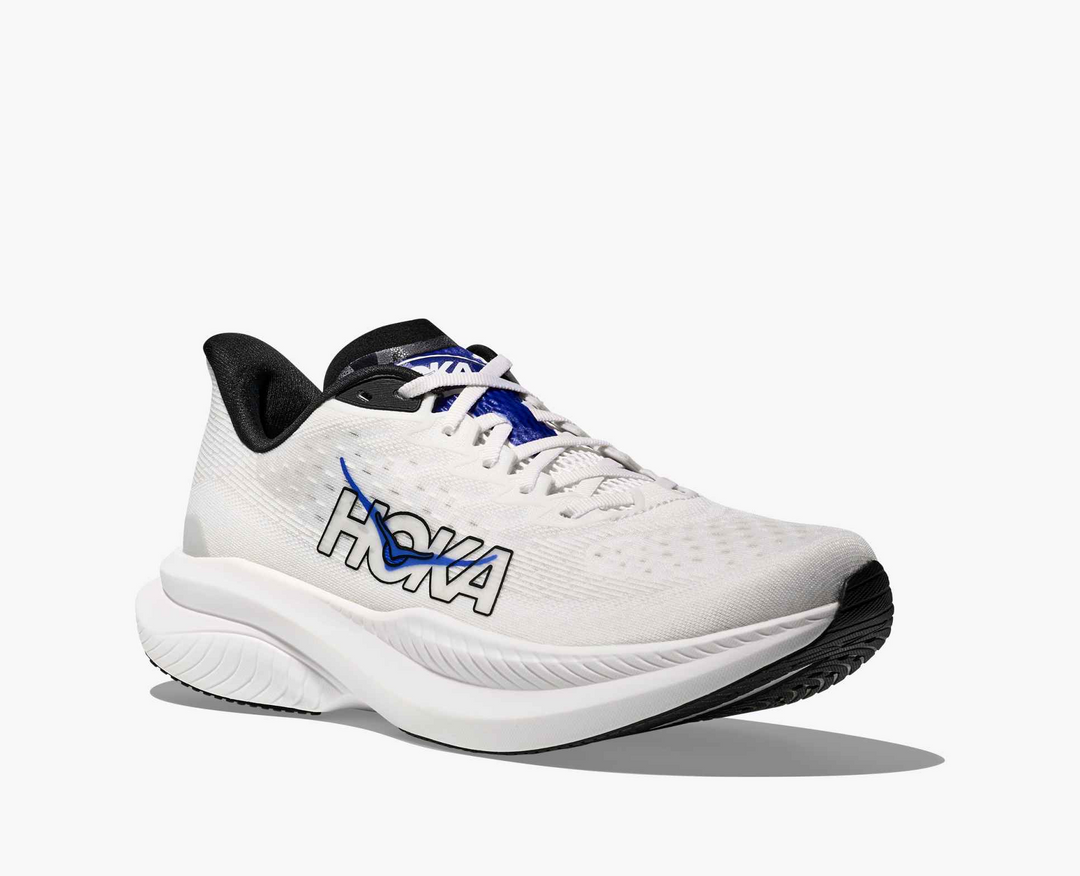 Hoka Mach 6 – Branco/Azul Escuro
