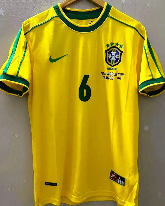 Camisa Retrô Brasil 1998/99 Home - R. CARLOS #6