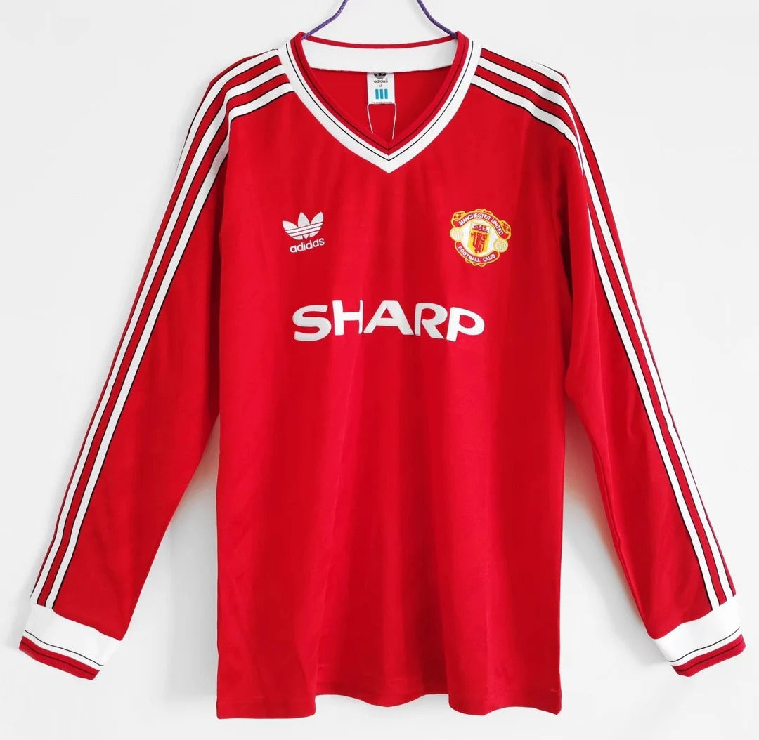 Camisa Retrô Manchester United 1986/88 Home - Manga Longa