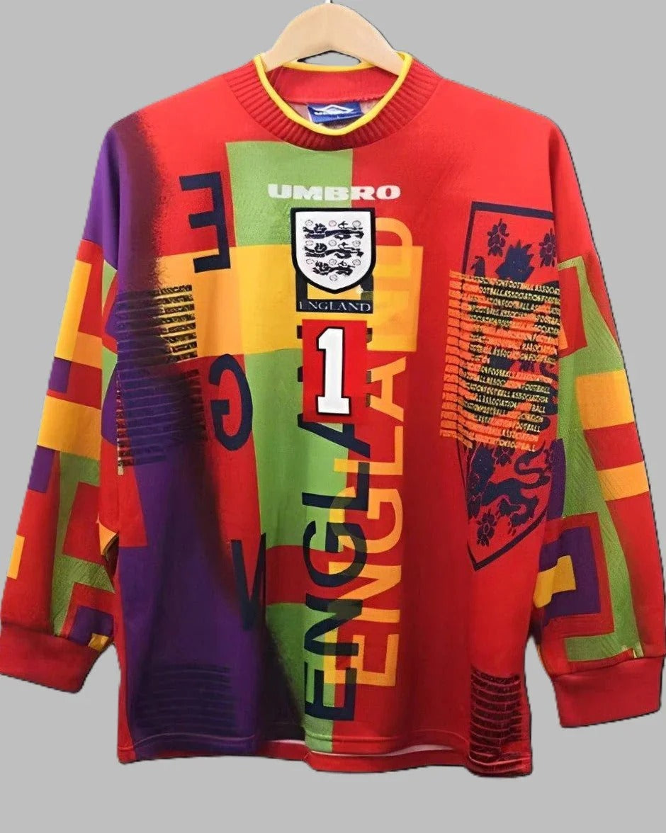 Camisa Retrô Inglaterra 1996/97 Away Goleiro - SEAMAN #1 (Manga Longa)