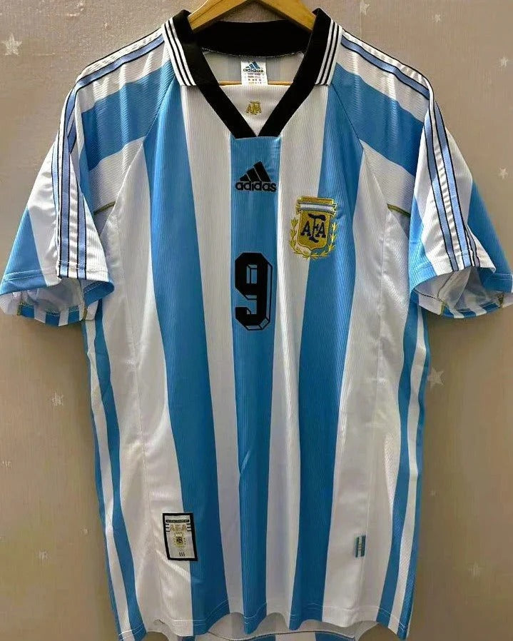Camisa Retrô Argentina 1998/99 Home - BATISTUTA #9 (Pronta Entrega)