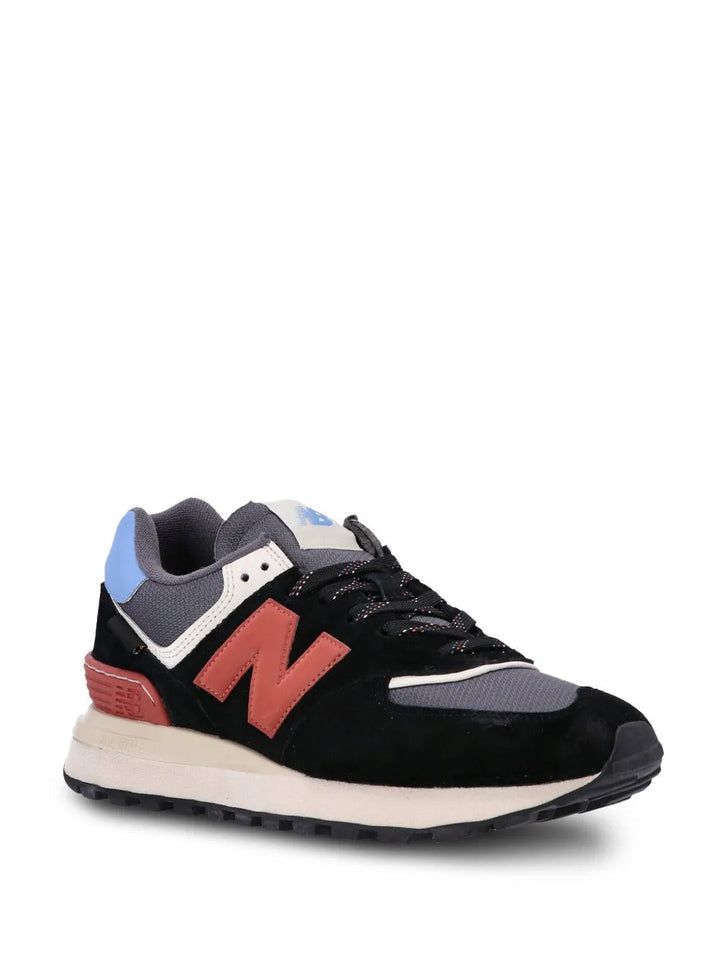New Balance 574 - Preto/Cinza Escuro/Vermelho/Azul Celeste
