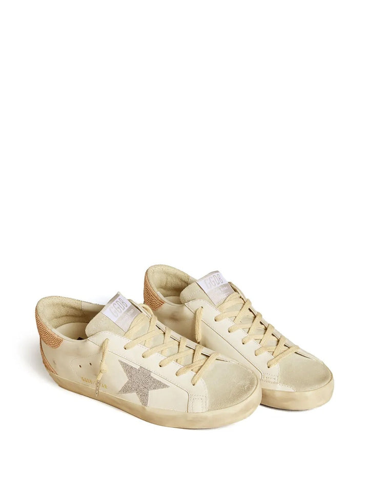 Golden Goose Super-Star – Couro Bege com Swarovski