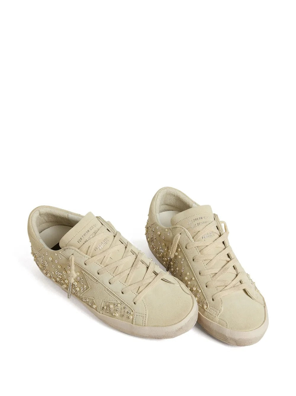 Golden Goose Super-Star – Camurça Bege com Swarovski
