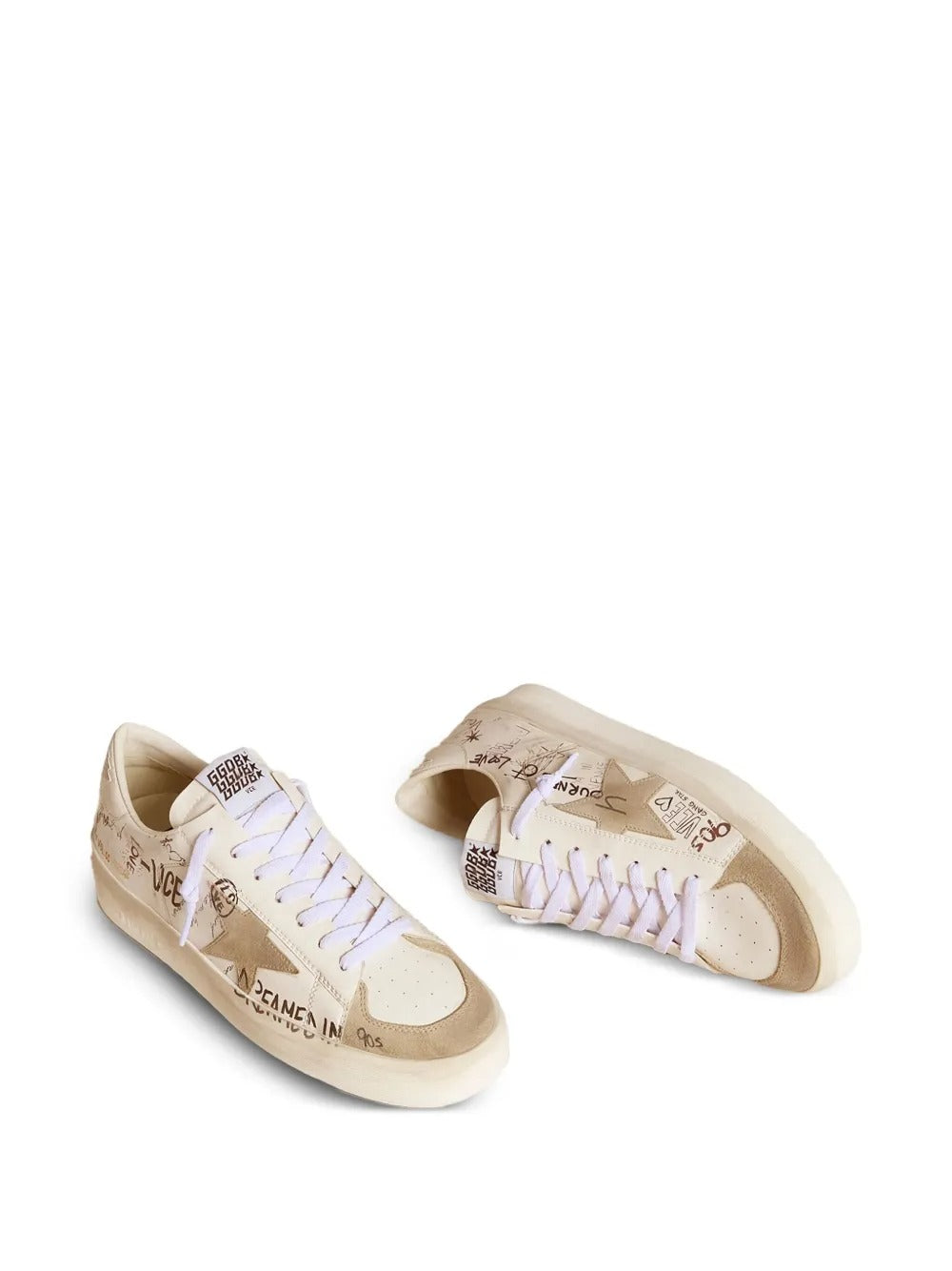Golden Goose Stardan – Branco/Bege com Estampa Grafite