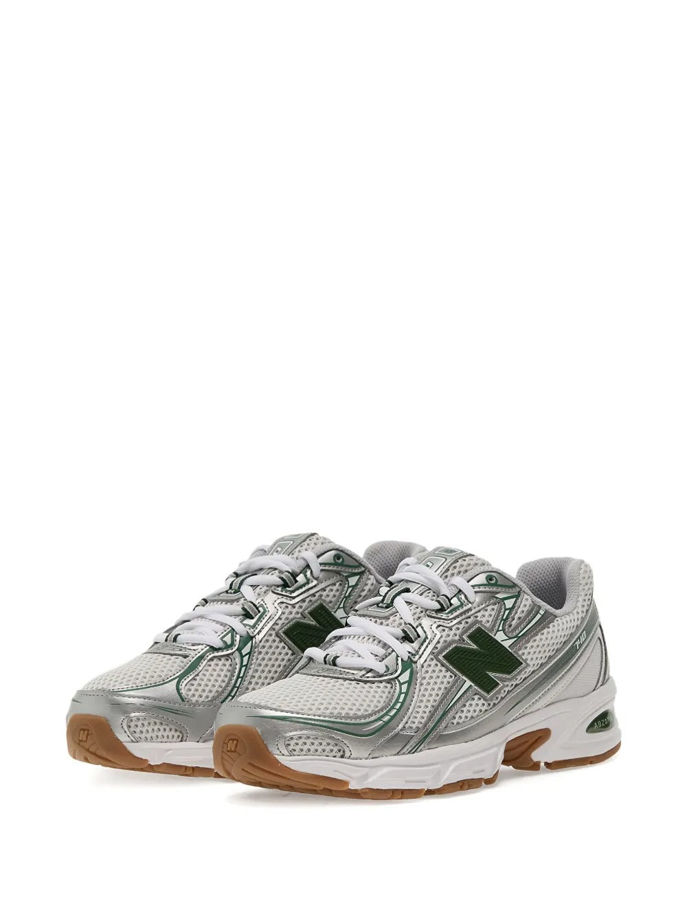 New Balance 740 - Branco/Prateado Metálico/Verde Escuro